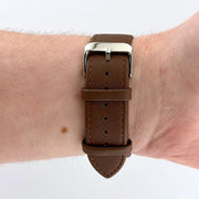 16mm Extra Long Brown Leather Watch Strap - CalderoneWatchCo