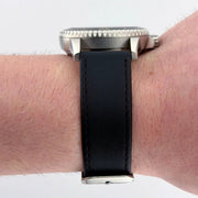 16mm Extra Long Triple Black Leather Strap - CalderoneWatchCo