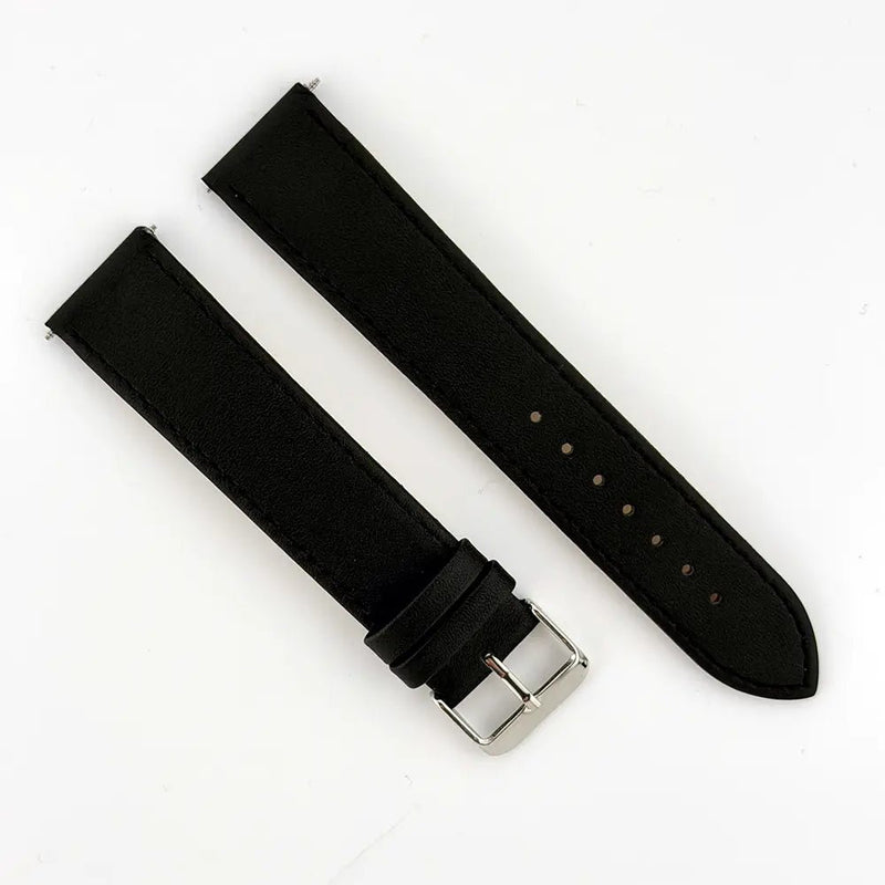 16mm Extra Long Triple Black Leather Strap - CalderoneWatchCo