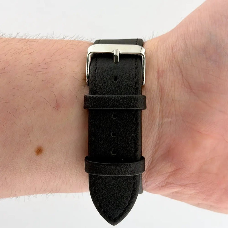 16mm Extra Long Triple Black Leather Strap - CalderoneWatchCo