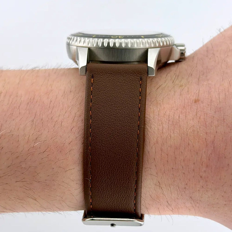 18mm Extra Long Brown Leather Watch Strap - CalderoneWatchCo