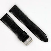 18mm White & Black Alligator Style Watch Strap - CalderoneWatchCo