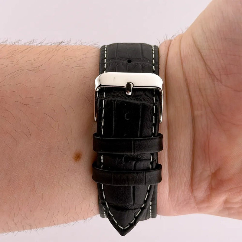 18mm White & Black Alligator Style Watch Strap - CalderoneWatchCo