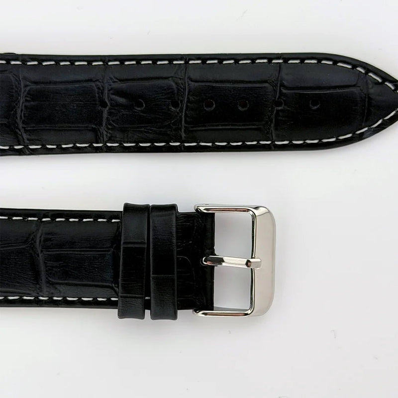 18mm White & Black Alligator Style Watch Strap - CalderoneWatchCo
