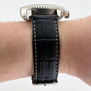 18mm White & Black Alligator Style Watch Strap - CalderoneWatchCo