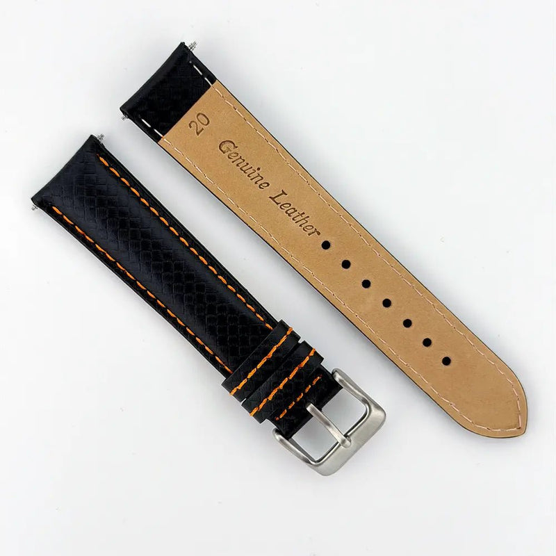 20mm Orange & Black Racing Watch Strap - CalderoneWatchCo