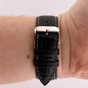 20mm White & Black Alligator Style Watch Strap - CalderoneWatchCo