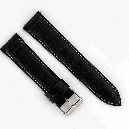 20mm White & Black Alligator Style Watch Strap - CalderoneWatchCo