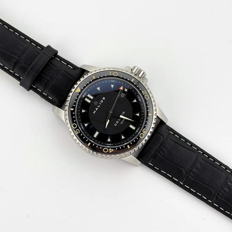 20mm White & Black Alligator Style Watch Strap - CalderoneWatchCo