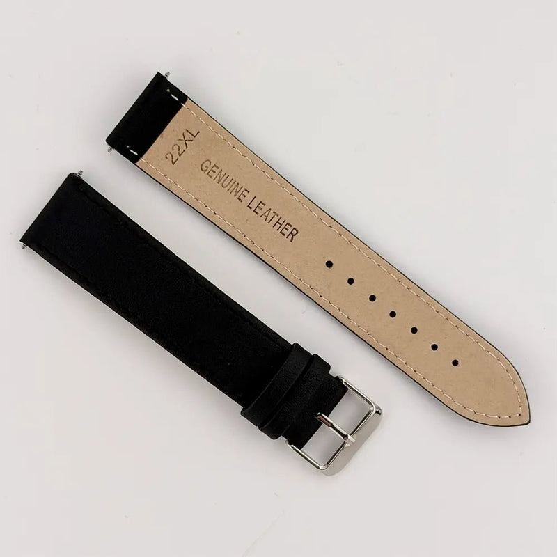 22mm Extra Long Triple Black Leather Watch Strap - CalderoneWatchCo