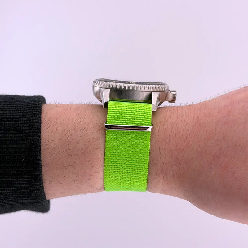 22mm Neon Green Nylon NATO Watch Strap - CalderoneWatchCo