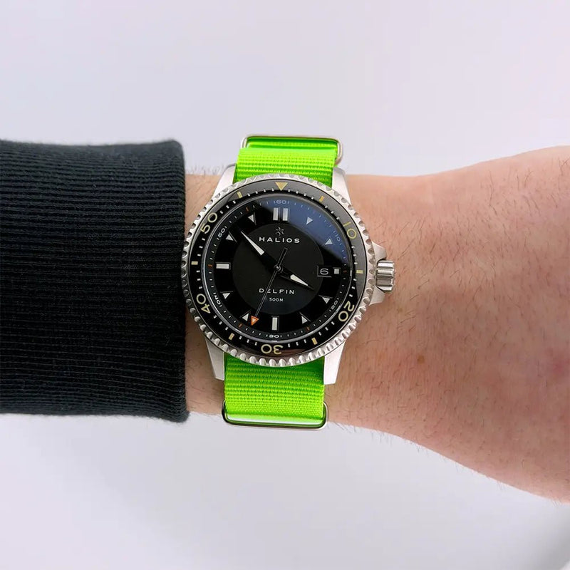 22mm Neon Green Nylon NATO Watch Strap - CalderoneWatchCo