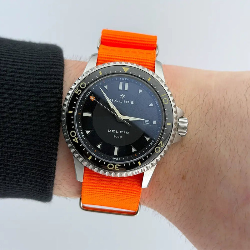 22mm Neon Orange Nylon NATO Watch Strap - CalderoneWatchCo