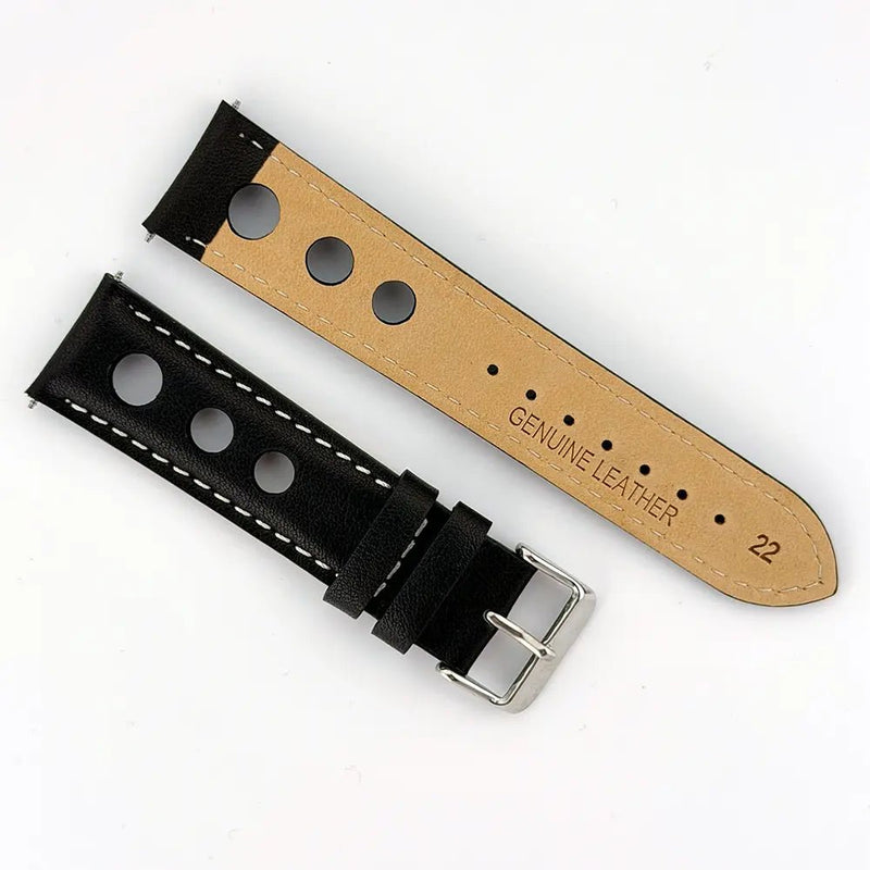22mm White & Black Racing Watch Strap - CalderoneWatchCo