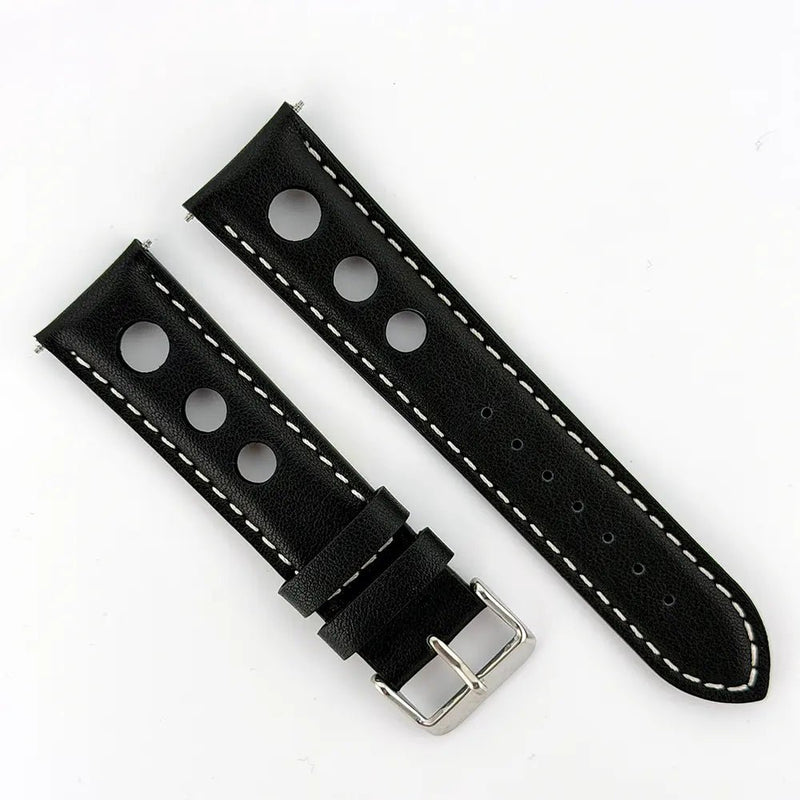 22mm White & Black Racing Watch Strap - CalderoneWatchCo