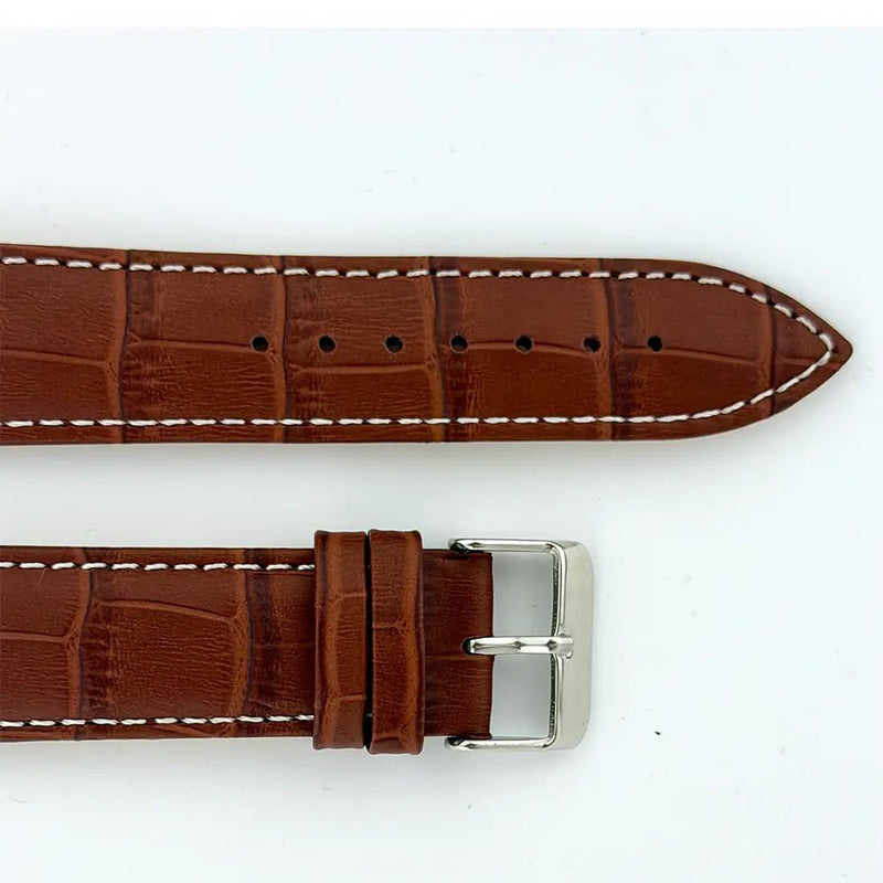 22mm White & Brown Alligator Style Watch Strap - CalderoneWatchCo