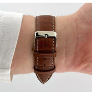 22mm White & Brown Alligator Style Watch Strap - CalderoneWatchCo