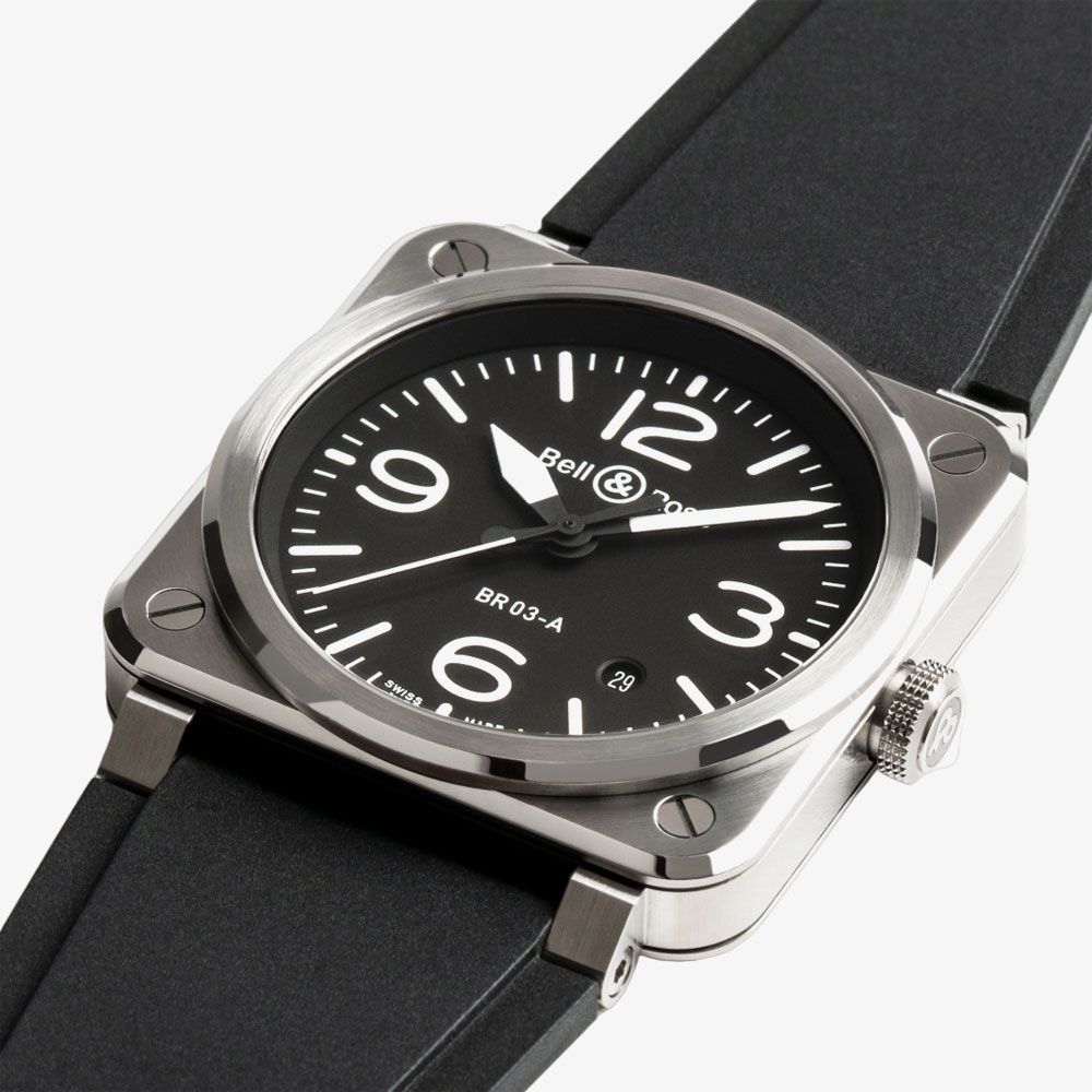 Bell & Ross BR 03 Black Steel 41mm Stainless Steel Bezel BR03A-BL-ST_SRB