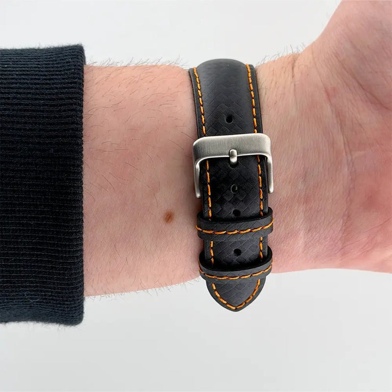 24mm Orange & Black Racing Watch Strap - CalderoneWatchCo