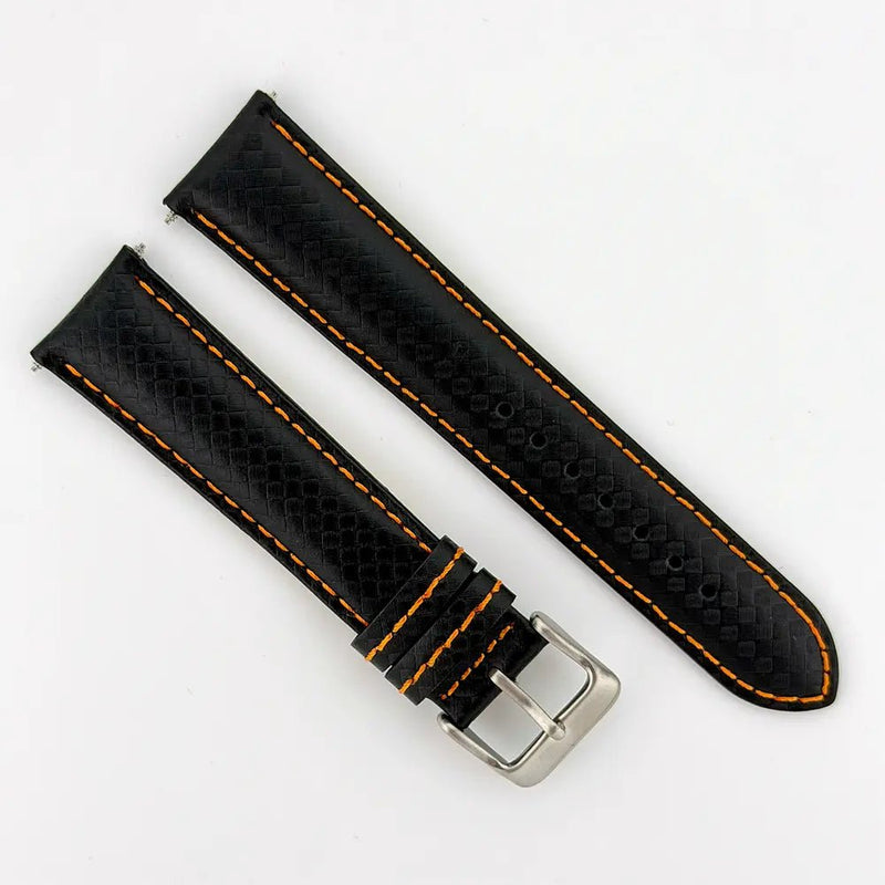 24mm Orange & Black Racing Watch Strap - CalderoneWatchCo