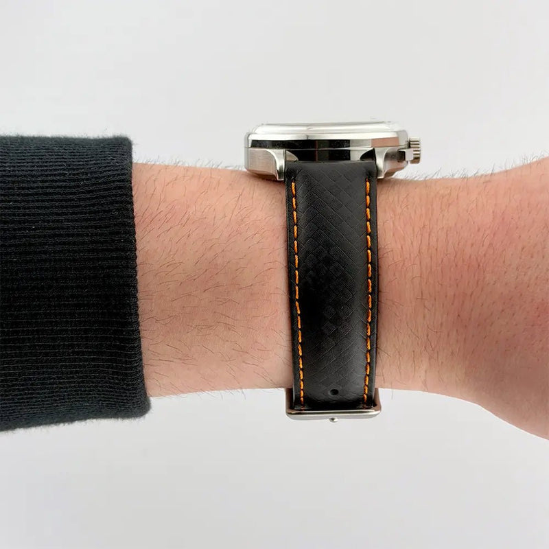 24mm Orange & Black Racing Watch Strap - CalderoneWatchCo