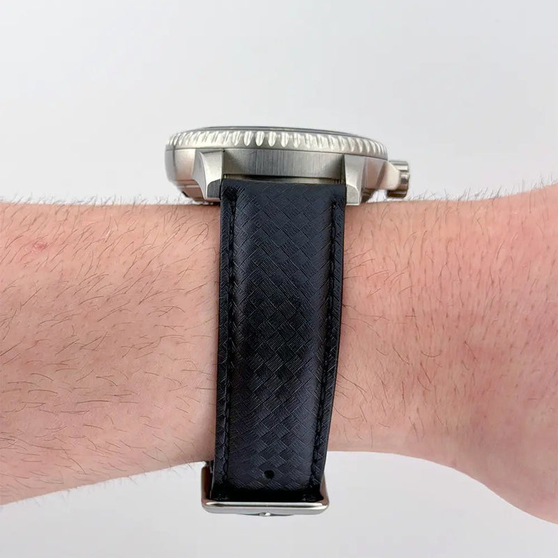 24mm Triple Black Racing Watch Strap - CalderoneWatchCo