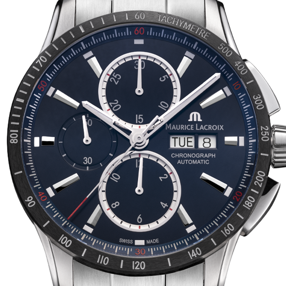 Maurice Lacroix Pontos S Chronograph 43mm Stainless Steel Blue Dial PT6038-SSL22-430-1