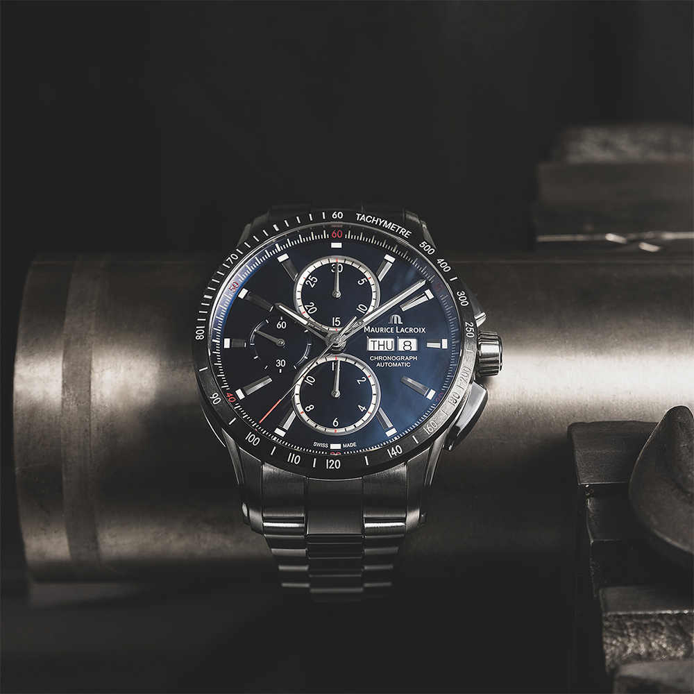 Maurice Lacroix Pontos S Chronograph 43mm Stainless Steel Blue Dial PT6038-SSL22-430-1