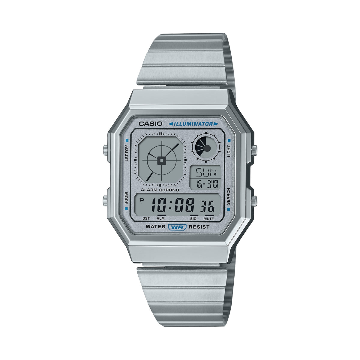 Casio A130WE-7AEF Vintage Edge LC Retro Digital Quartz Stainless Steel Bracelet Watch