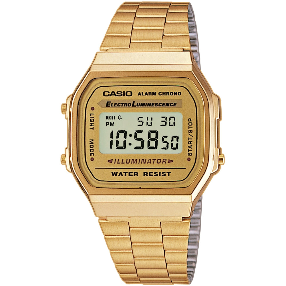 CASIO Vintage A168WG 36mm Gold Digital Retro Steel Bracelet A168WG-9EF