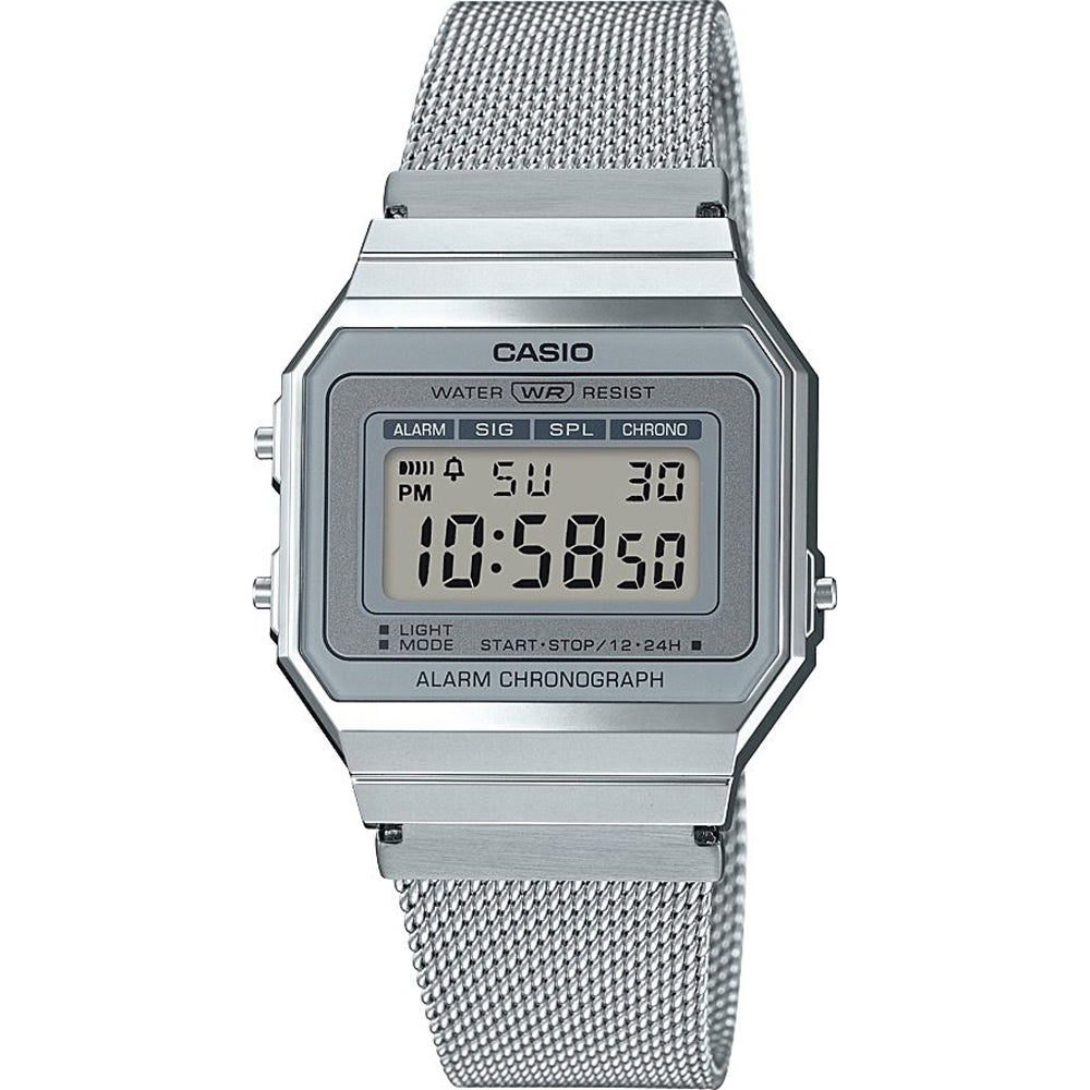 CASIO Vintage A700WEM 33mm Silver Digital Slim Steel Bracelet A700WEM-7AEF
