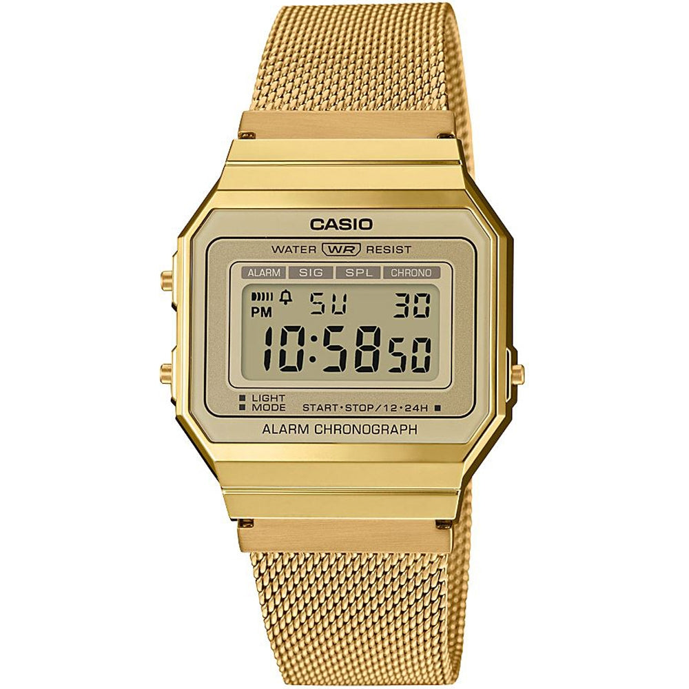 CASIO Vintage A700WEMG 33mm Gold Digital Slim Steel Bracelet A700WEMG-9AEF