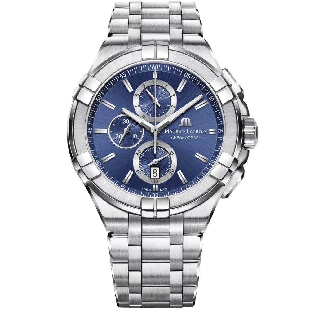 Maurice Lacroix Aikon Quartz Chronograph 42mm Stainless Steel Blue Dial AI1118-SS002-430-1