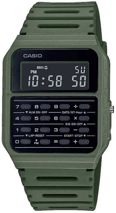 CASIO Vintage CA-53WF 34.4mm Green Digital Calculator Watch CA-53WF-3B