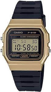 CASIO Vintage F-91WM 35.2mm Gold Digital Resin Watch F-91WM-9ADF