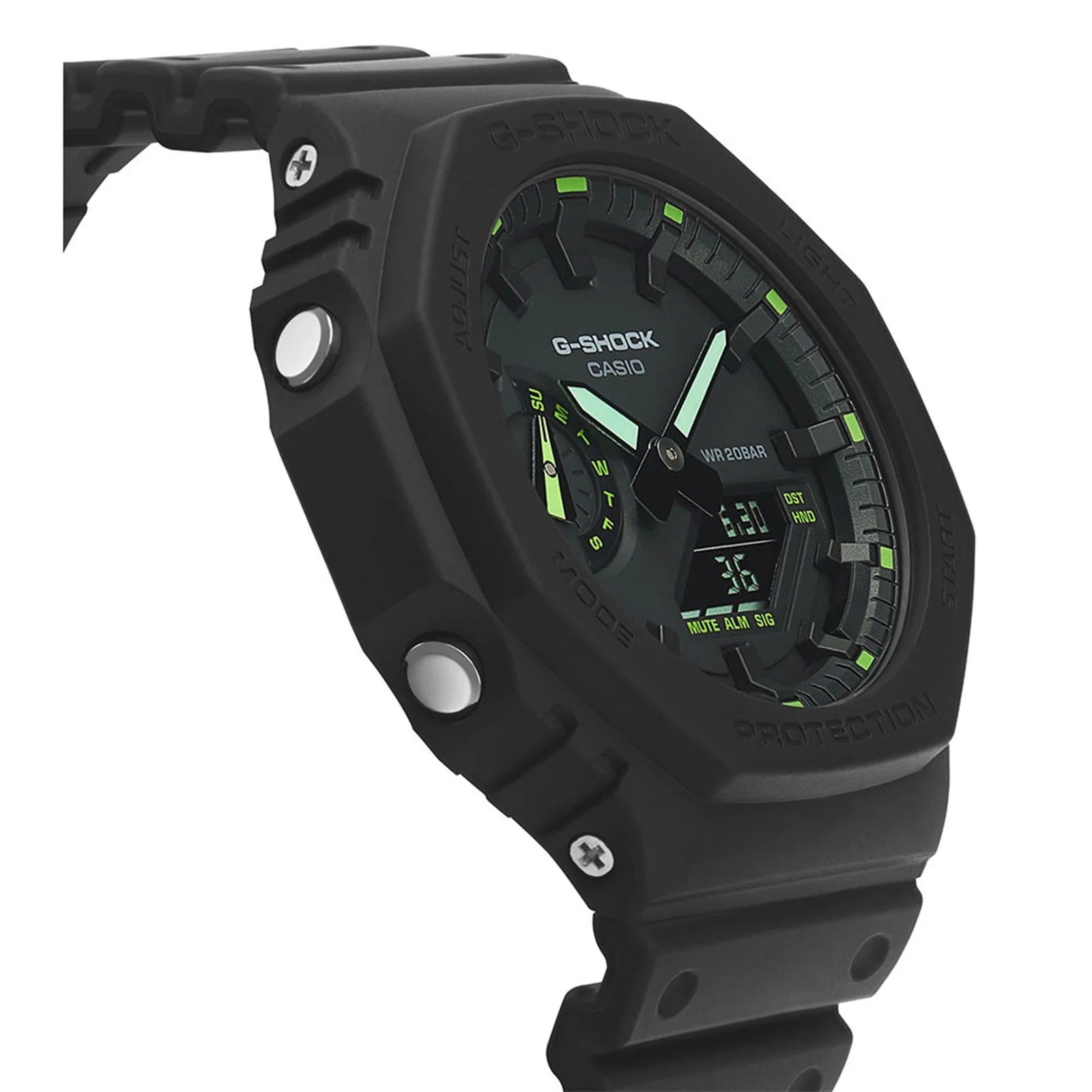 Casio G-SHOCK 2100 Series 45.4mm Black Carbon Core Guard Resin Octagonal Fixed Bezel GA-2100-1A3ER