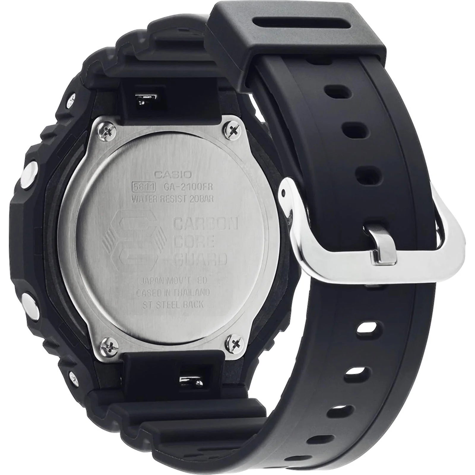 Casio G-SHOCK 2100 Series 45.4mm Black Carbon Core Guard Resin Octagonal Fixed Bezel GA-2100-1A3ER