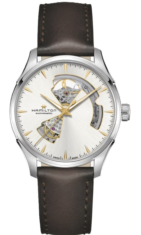 Hamilton Jazzmaster Open Heart Automatic 40mm Stainless Steel Silver Dial Brown Leather Strap H32675551