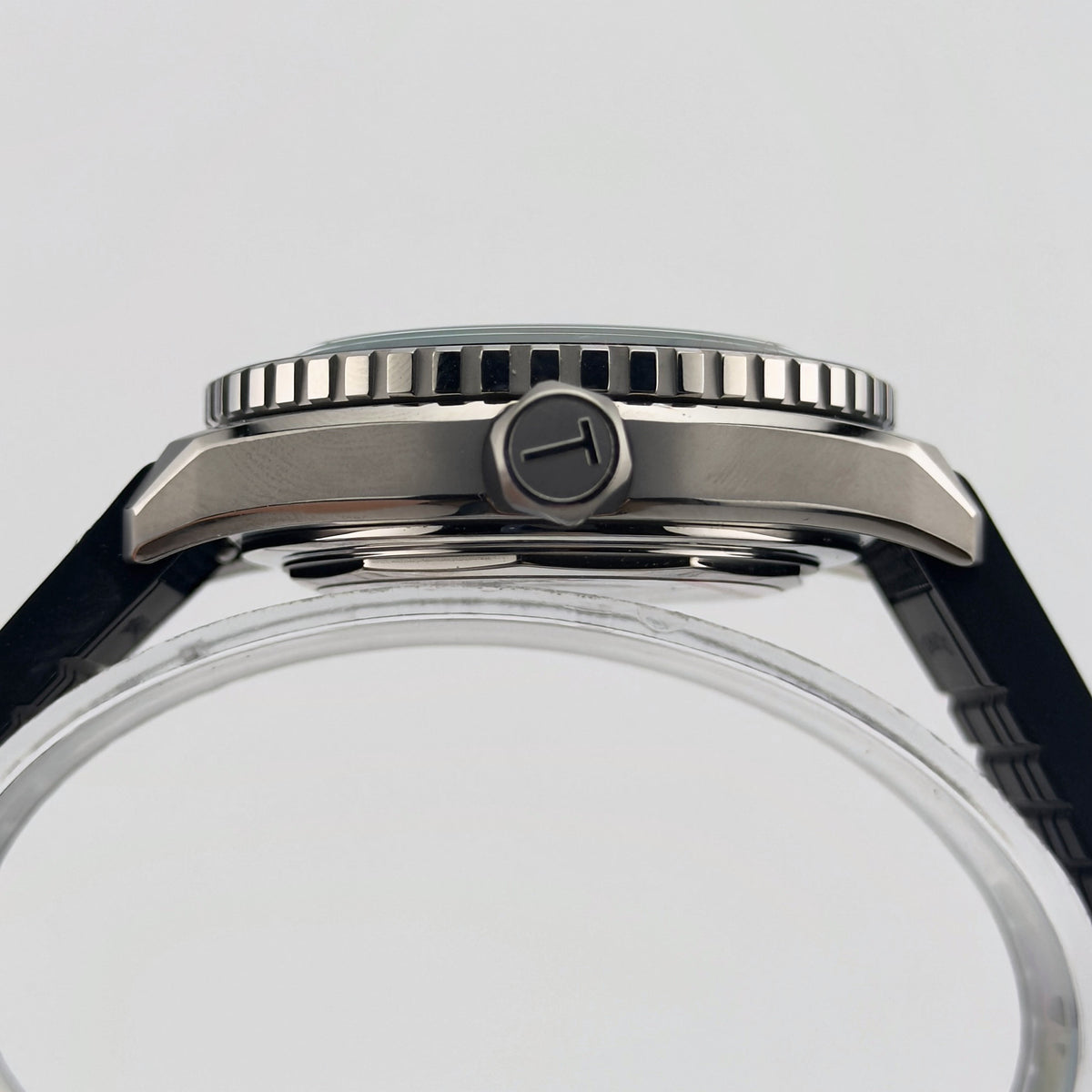 Trematic T-Five Beigua Maris Marina, crown side - CalderoneWatchCo