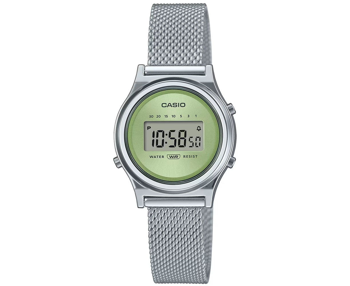 CASIO Vintage LA700WEM 25mm Green Digital Mini Round Steel Bracelet LA700WEM-3AEF