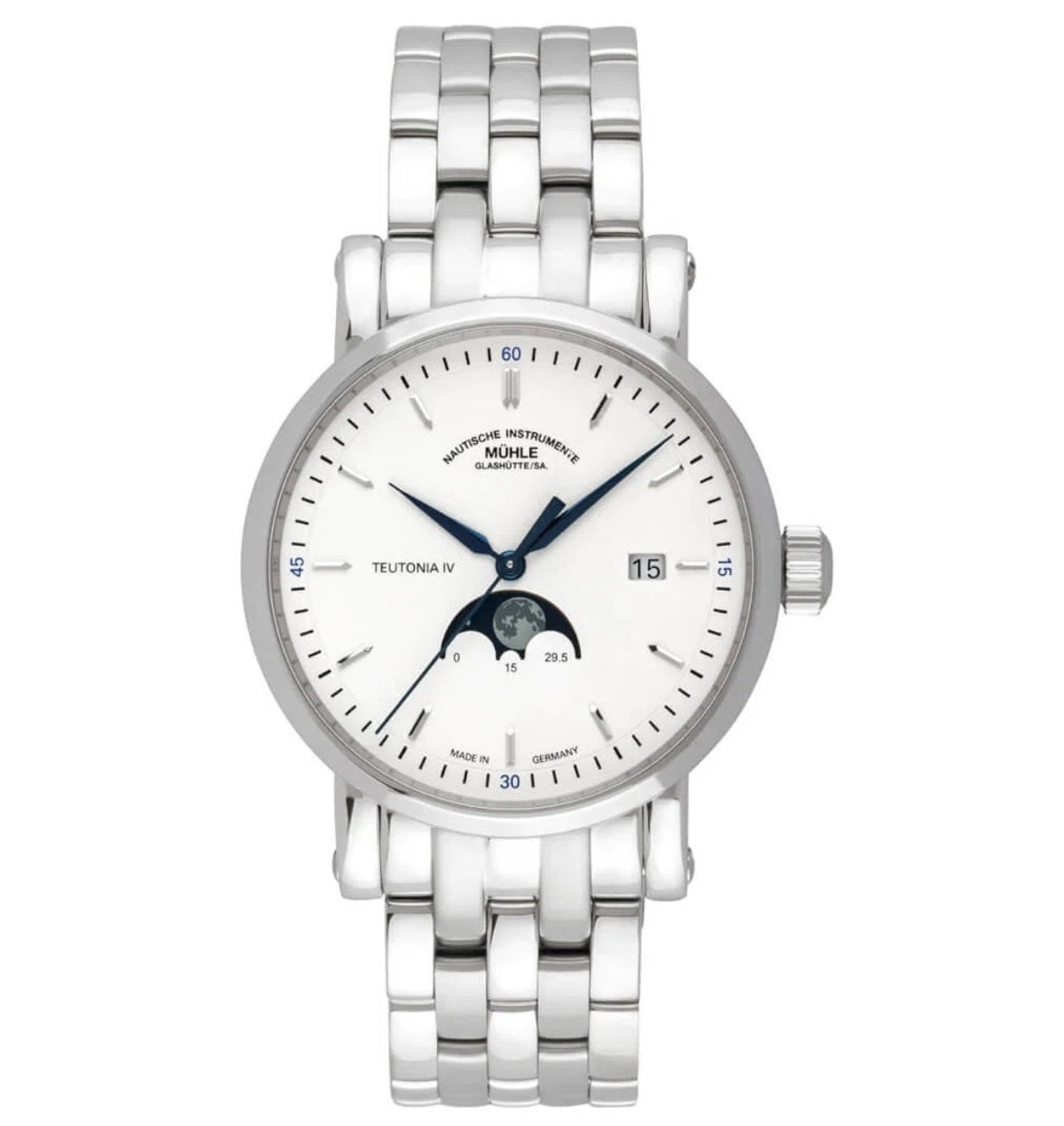 Mühle Glashütte Teutonia IV Moonphase 41mm Polished Stainless Steel Bezel M1-44-05-MB