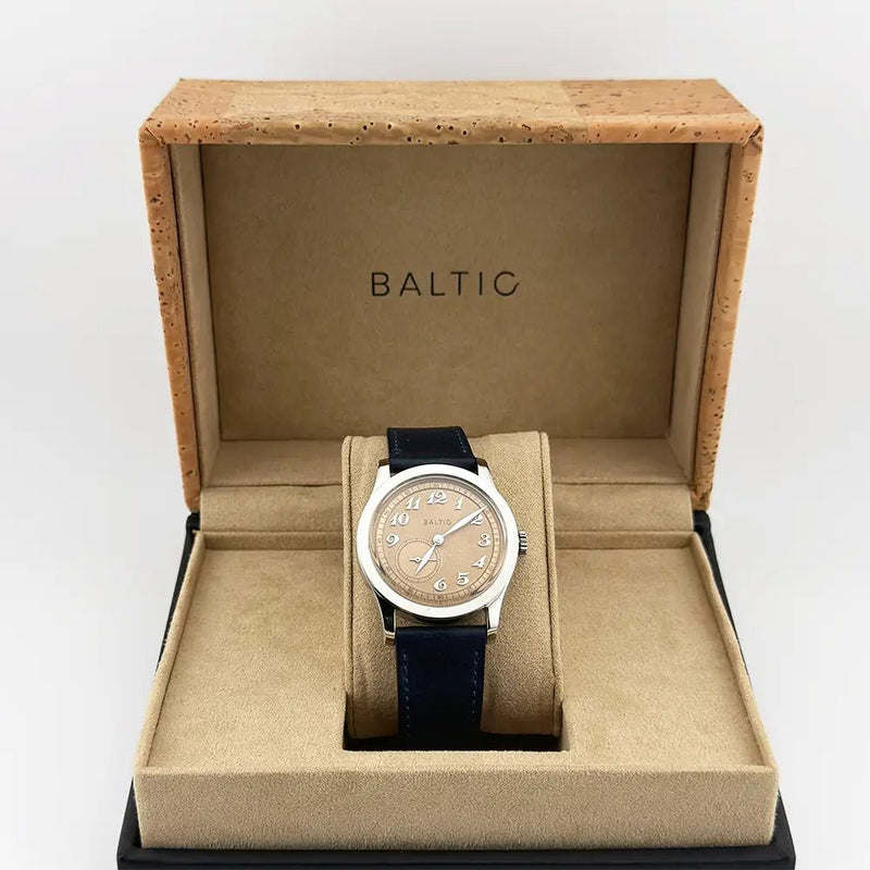 Baltic MR01 Micro Rotor Automatic Salmon Dial 36mm Exhibition Back Full Set Box - CalderoneWatchCo