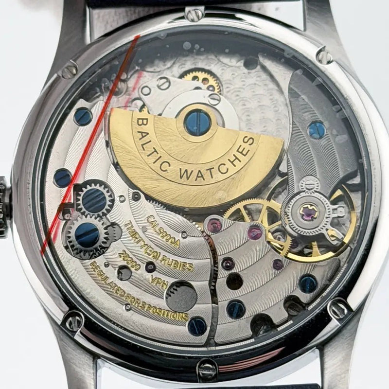 Baltic MR01 Micro Rotor Automatic Salmon Dial 36mm Exhibition Back Full Set Box - CalderoneWatchCo