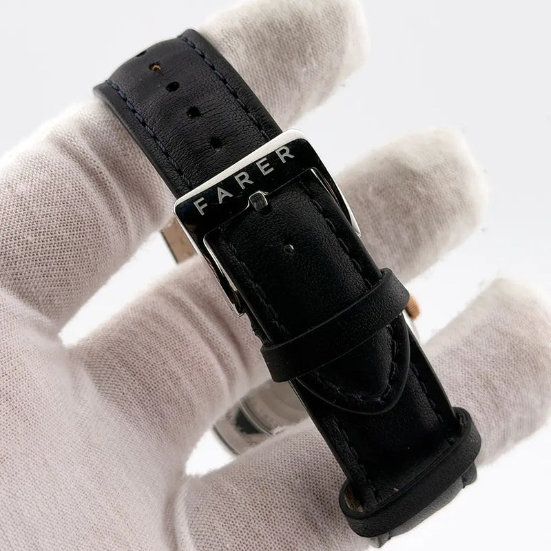 Farer Universal Automatic 39.5mm Silver Dial Full Set + 2 Extra Straps - CalderoneWatchCo