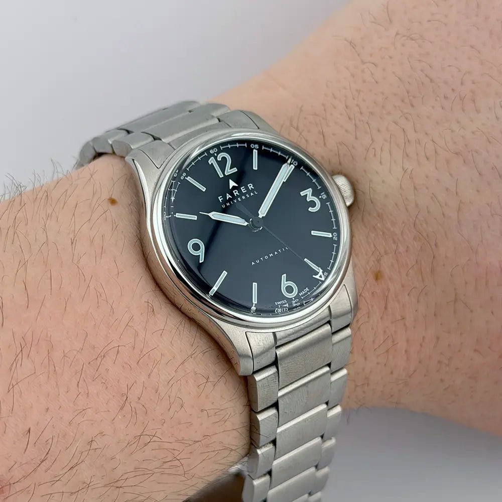 Farer Universal Discovery 36mm Black Velvet Dial – Mint Full Set 2025 (Lightly Worn) - CalderoneWatchCo