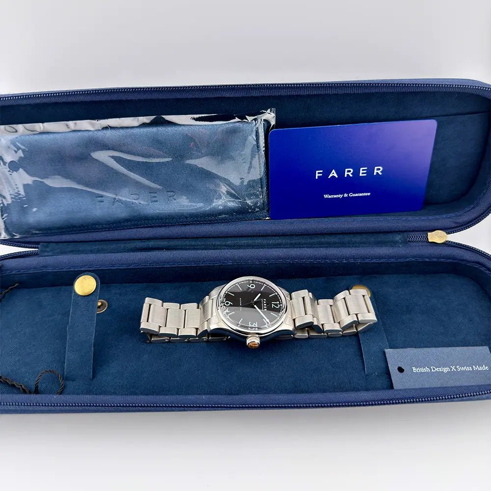 Farer Universal Discovery 36mm Black Velvet Dial – Mint Full Set 2025 (Lightly Worn) - CalderoneWatchCo