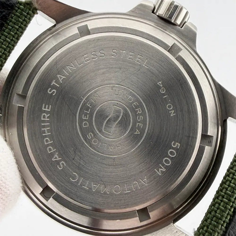 Halios Delfin 500m Blue Wave Dial – Full Set Serial 164 w/ 3 Straps – Excellent - CalderoneWatchCo