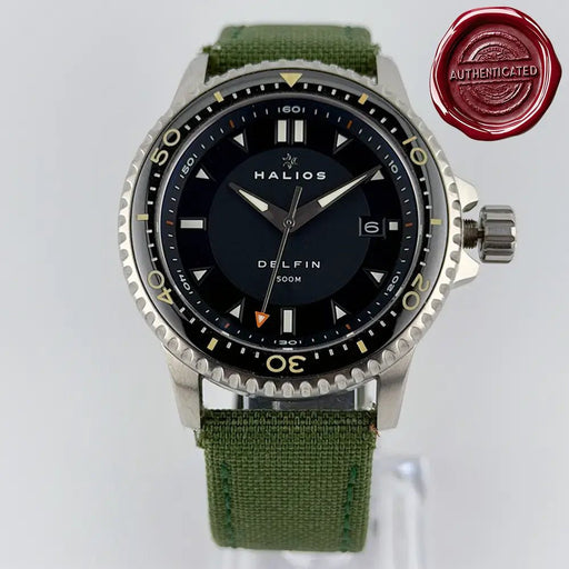 Halios Delfin 500m Blue Wave Dial – Full Set Serial 164 w/ 3 Straps – Excellent - CalderoneWatchCo