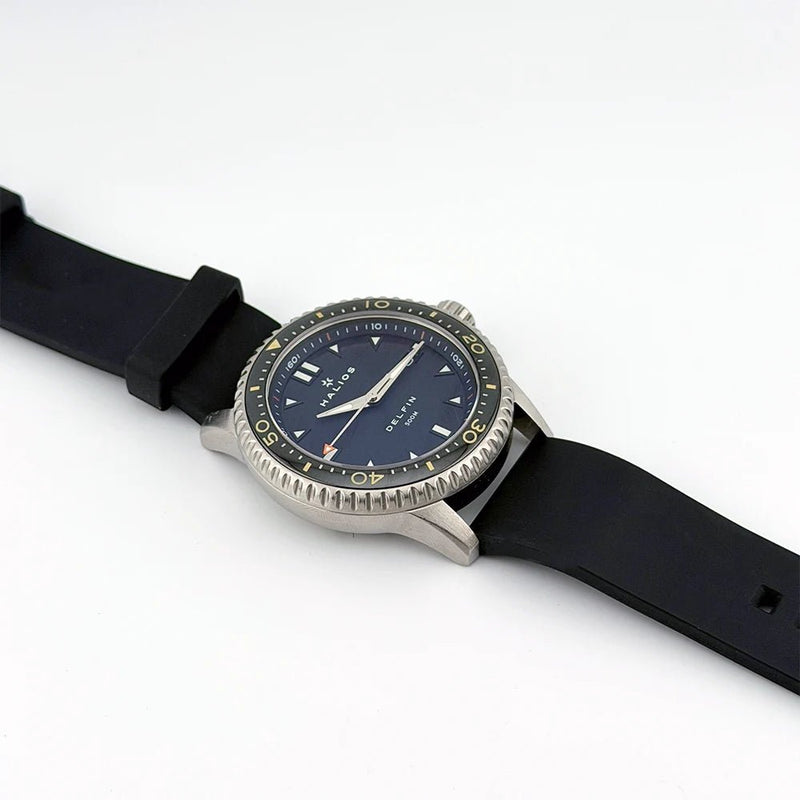 Halios Delfin 500m Blue Wave Dial – Full Set Serial 164 w/ 3 Straps – Excellent - CalderoneWatchCo