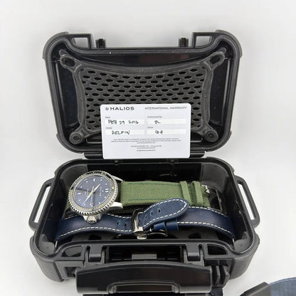 Halios Delfin 500m Blue Wave Dial – Full Set Serial 164 w/ 3 Straps – Excellent - CalderoneWatchCo